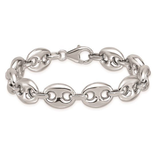 Silver Puffed Mariner Bracelet