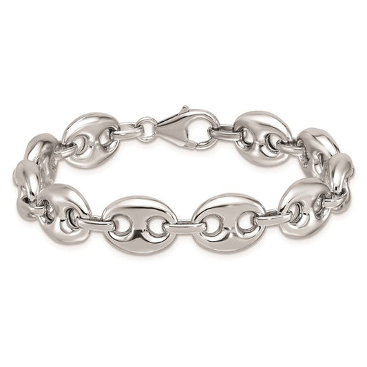Silver Puffed Mariner Bracelet