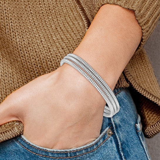 Three Row Wrapped Cuff Bangle