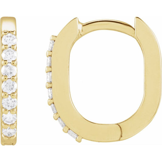 Diamond Oval Hinged Hoops